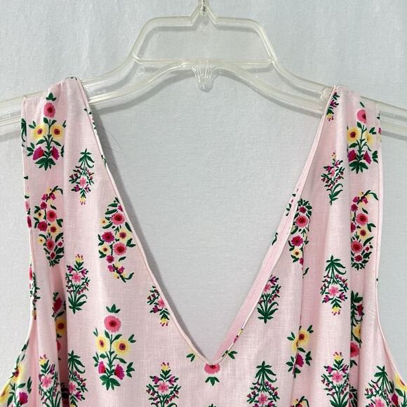 Ann Taylor Pink Floral Linen Blend Tie Waist Sheath Dress Size 10 Pockets Lined - Picture 8 of 14